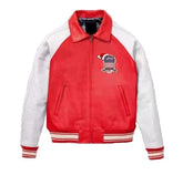 Mens Red Avirex ICON Real Leather Bomber Jacket American Flight Leather Jacket