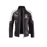 Mens AVIREX Biker Jacket Leather with USA Shield Patch and Racing Accents