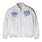 Greatest Of All Time White Real Leather Jacket