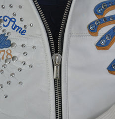 Greatest Of All Time White Real Leather Jacket