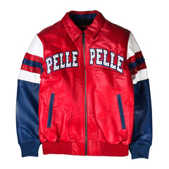 Men's Leather Arches Jacket – Soda Club Red & Blue