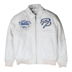 Greatest Of All Time White Real Leather Jacket
