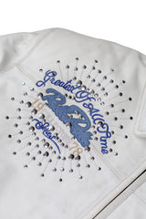 Greatest Of All Time White Real Leather Jacket