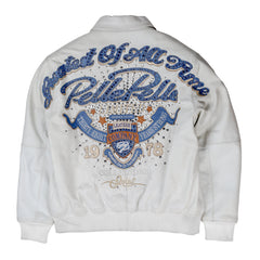 Greatest Of All Time White Real Leather Jacket